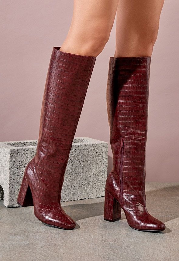 Justfab hotsell burgundy boots