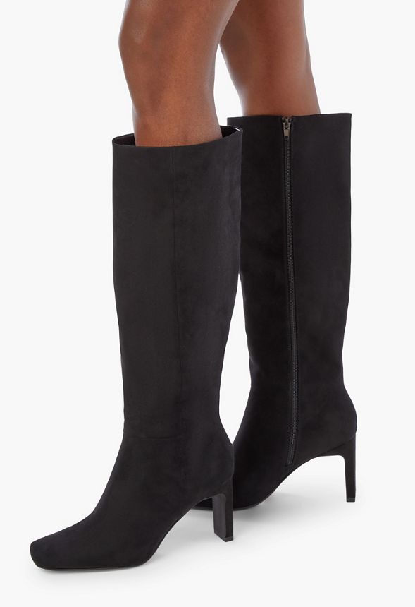 Evelyn Heeled Boot in Black - Get great deals at JustFab