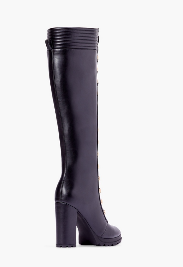 Leighton Lace-Up Boot in Black - Get great deals at JustFab