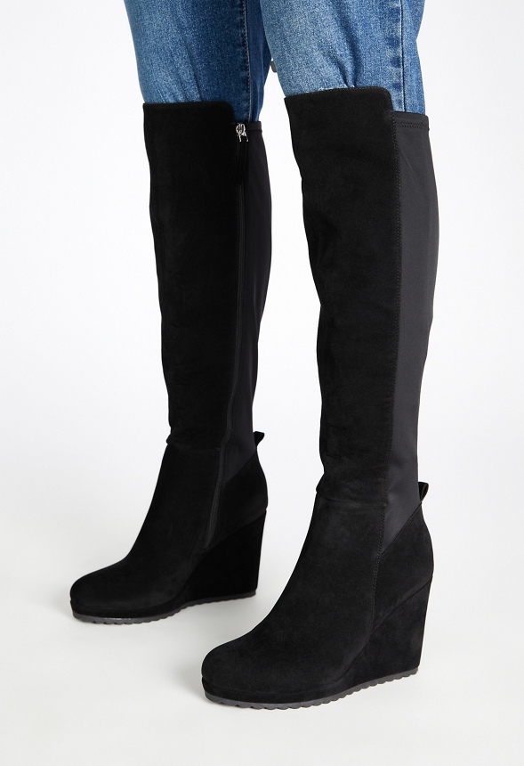 Claire Wedge Boot in Black Caviar Get great deals at JustFab