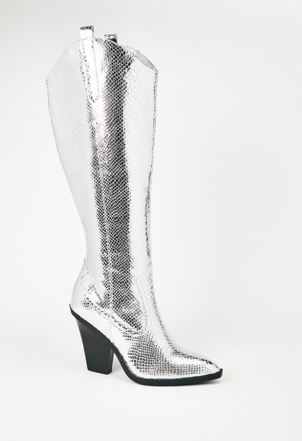 Bella Heeled Boot Womens Size 5.5 Silver by Justfab