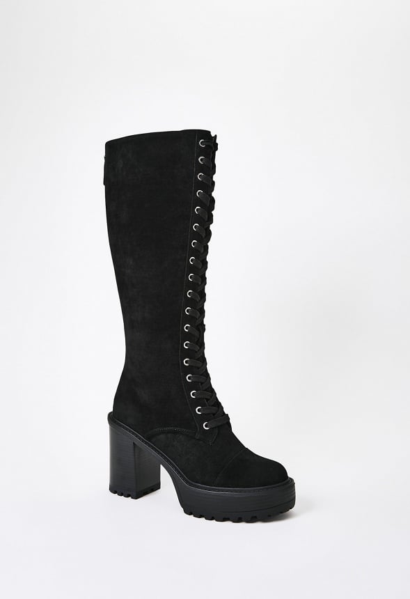 Leighton Lace-Up Boot in Black - Get great deals at JustFab