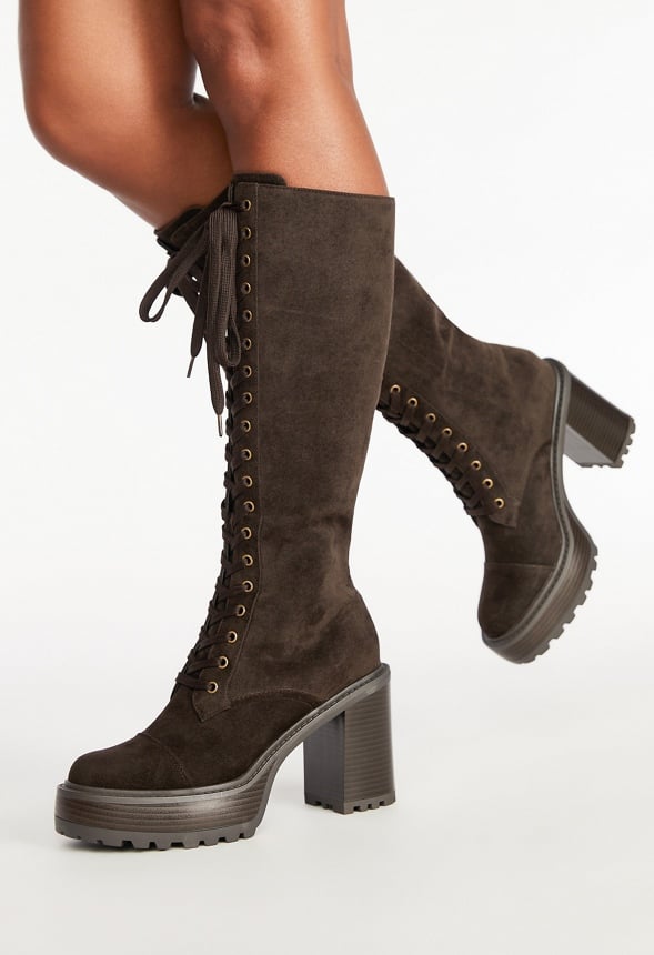 Kitt Lace Up Boot in Coffee - Get great deals at JustFab