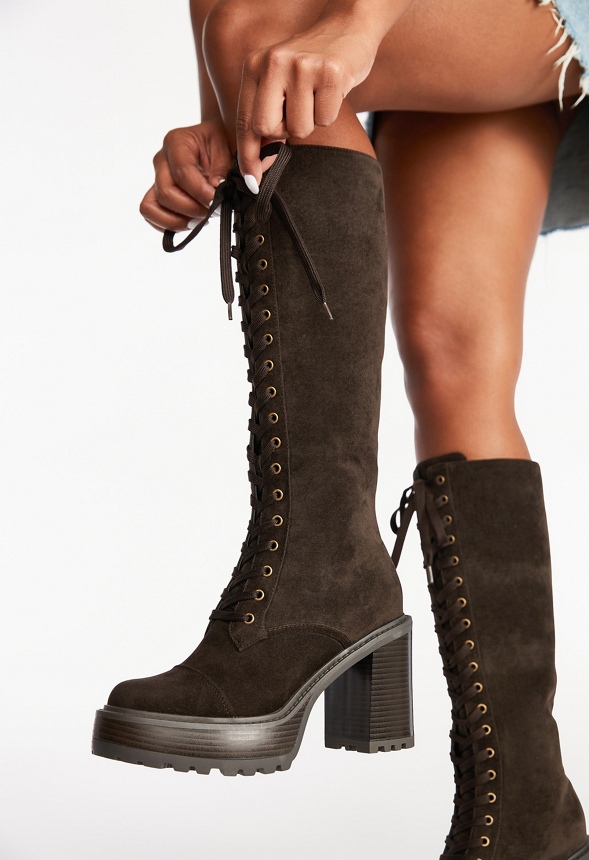 Kitt Lace Up Boot in Coffee - Get great deals at JustFab