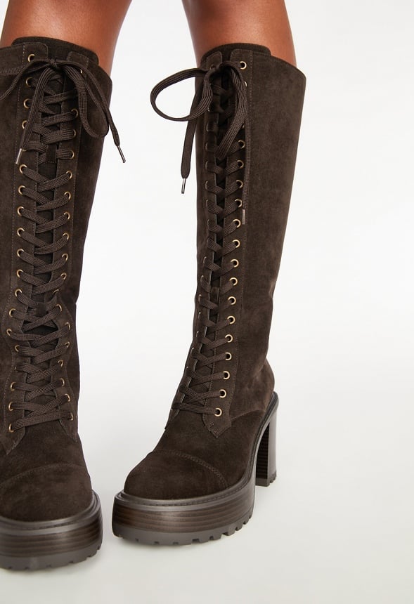 Kitt Lace Up Boot in Coffee - Get great deals at JustFab