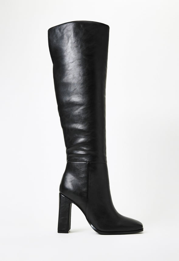 justfab black knee high boots