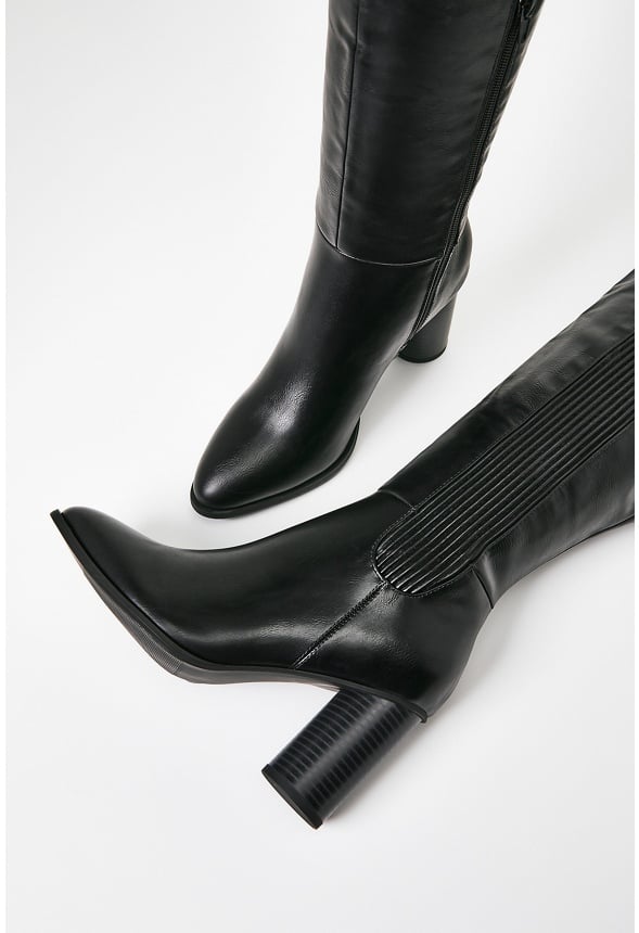 justfab black knee high boots