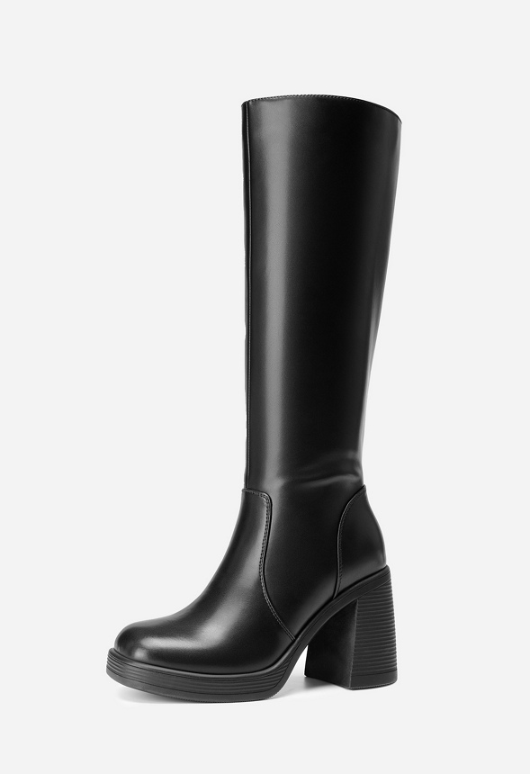 Hiand Knee-High Boots [BO2403] ブラック Knee High Leather Boots