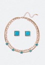Elena Turquoise Flat Chain Necklace Set