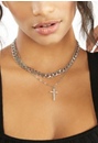 Kyla Layered Chain Necklace With Glass Rhinestone Cross
