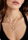 Paige Layered Necklace With Sun Charm & Organic Glass Pearl Drop