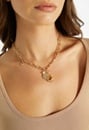 2-Row Sky Chain Necklace With Brown Inlay Sun Drop