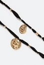 Kai Double Organic Metal Drops On Fabric Necklace