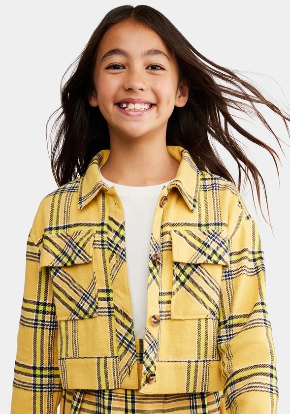 yellow plaid cropped jacket