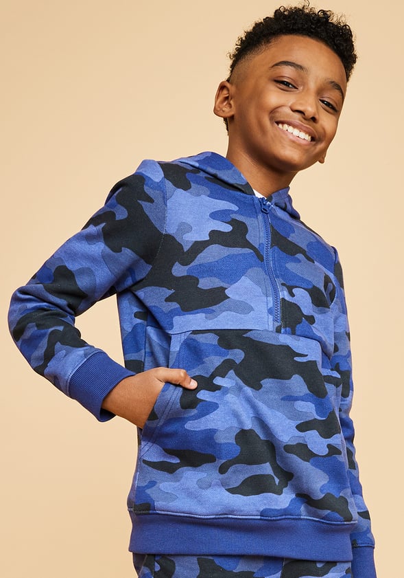 Blue best sale camo sweatshirt