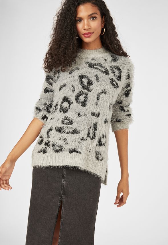 Fuzzy cheetah outlet sweater