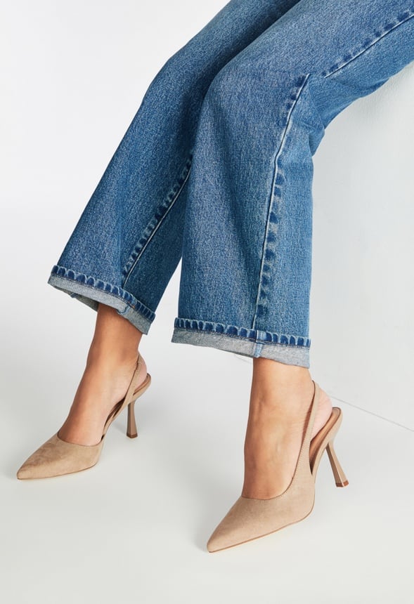Brit Sling-Back Flared Pump in Taupe - Get great deals at