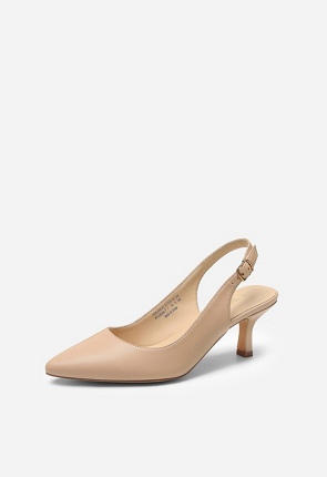 Slingback Pointed Toe Kitten Heel Pump in Nude Pu - Get great deals at ...