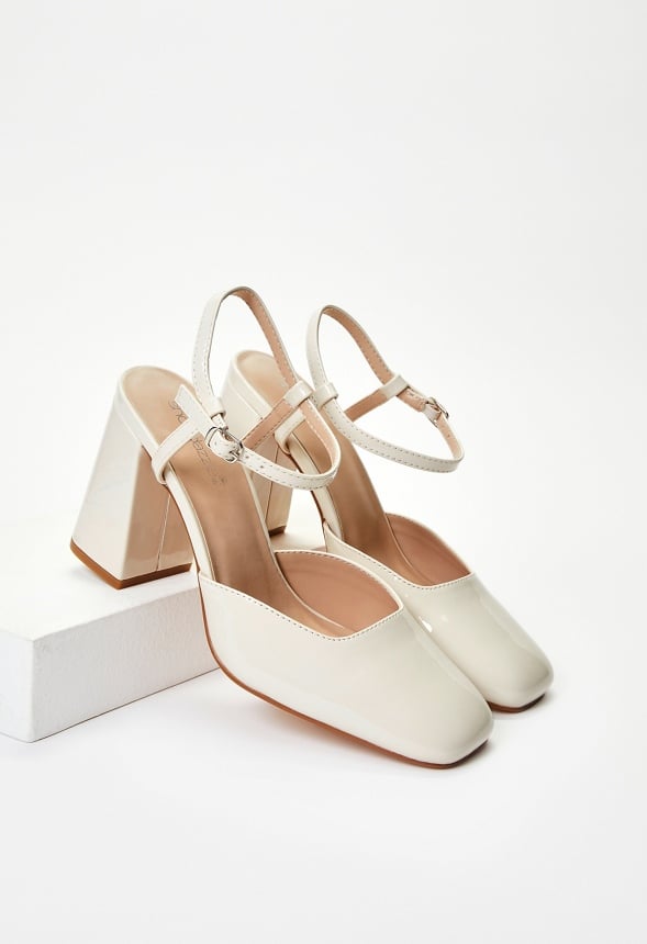OHGA strap pumps ホワイト　22.5 Amazon.com | YWXYMGE Pearl Wedding Shoes for Bride Block