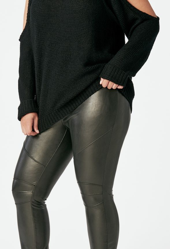 The Joy Faux Leather Moto Legging in Black • Impressions Online