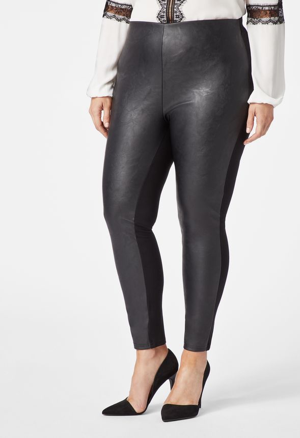 Faux Leather And Ponte Legging