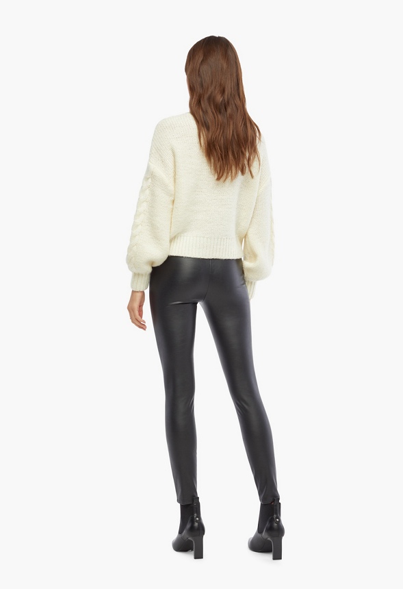 Faux Leather Cropped Trousers Clothing in Black - Get great deals at JustFab
