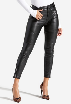 Faux Leather Cropped Trousers Clothing in Black - Get great deals at JustFab