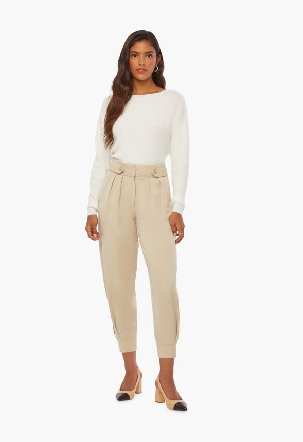 High Waisted Seamed Sweater Carrot Ankle Pant