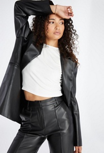 High Rise Belted Faux Leather Trousers Plus Size in Black - Get great deals  at JustFab
