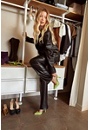 Wide Leg Faux Leather Trousers