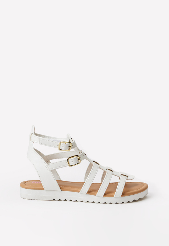 Tracksole Gladiator Sandal in White Get great deals at JustFab