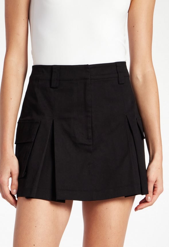 Belted Mini Skirt in Black - Get great deals at JustFab