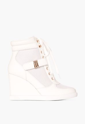 Asher High Top Wedge Sneaker in White - Get great deals at JustFab