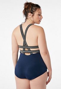 Criss Cross One-Piece Clothing in Navy - Get great deals at JustFab