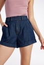 Rumi Pleated Denim Trouser Shorts in Control - Get great deals at JustFab