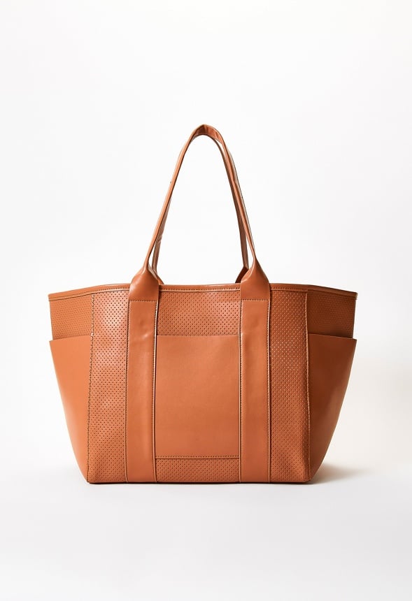 Perforated Carryall Tote in Camel Get great deals at JustFab