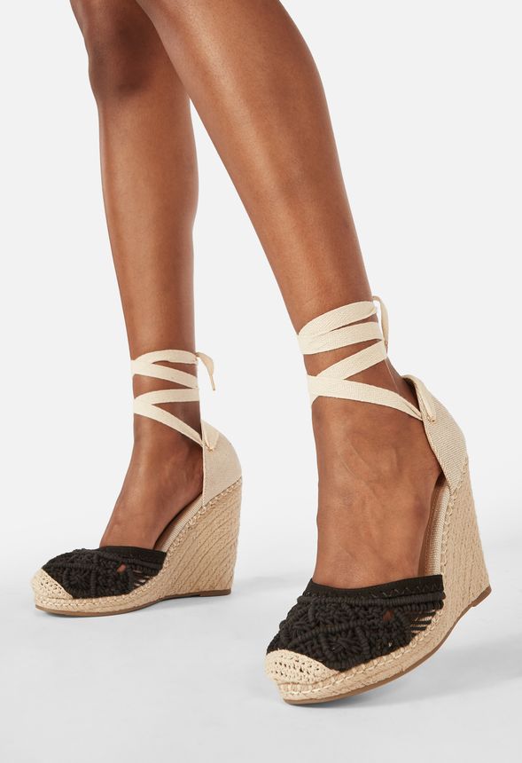 Calina Espadrille Flat Shoes in Black - Get great deals at JustFab