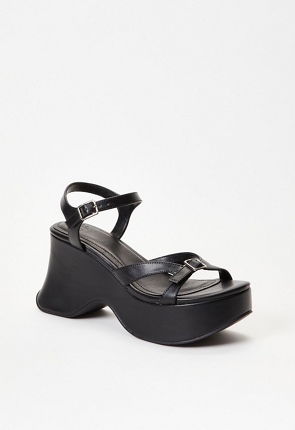 Ninette Platform Wedge Sandal in Black - Get great deals at JustFab