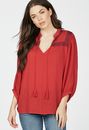 Embroidered Dolman Top in Cayenne Red - Get great deals at JustFab