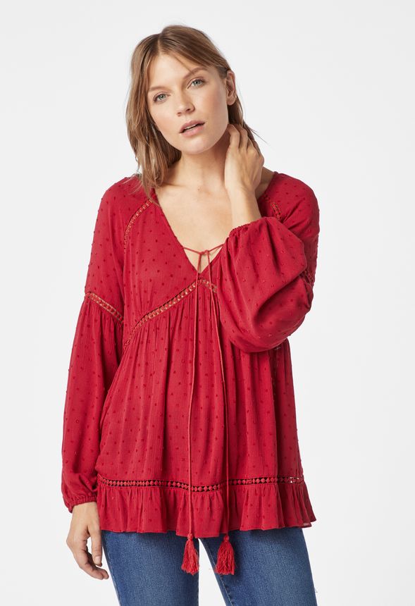 Gauze deals peasant blouse