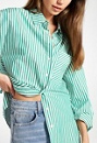 Striped Boyfriend Shirt in Green/ White Stripe - Get great deals at JustFab