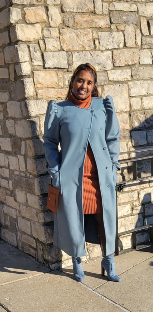 Puff Sleeve Wool Coat
